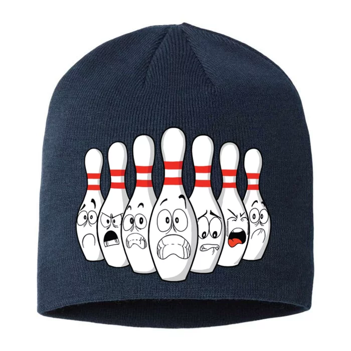 Cartoon Bowling Funny Scared Bowling Pins 8 1/2in Sustainable Knit Beanie