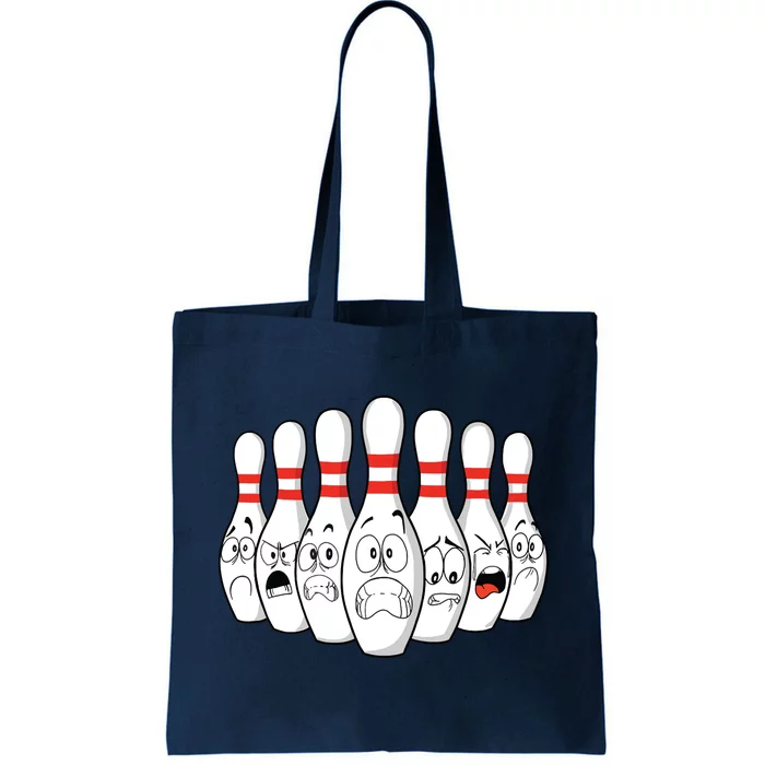 Cartoon Bowling Funny Scared Bowling Pins Tote Bag