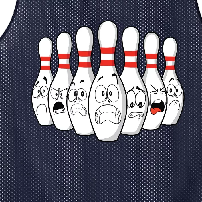 Cartoon Bowling Funny Scared Bowling Pins Mesh Reversible Basketball Jersey Tank