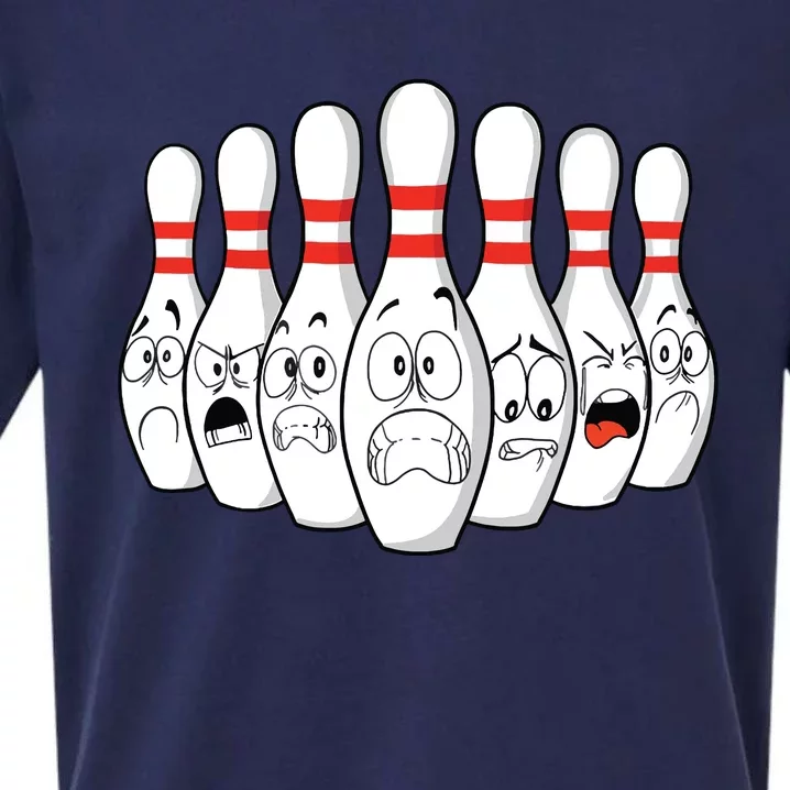 Cartoon Bowling Funny Scared Bowling Pins Sueded Cloud Jersey T-Shirt