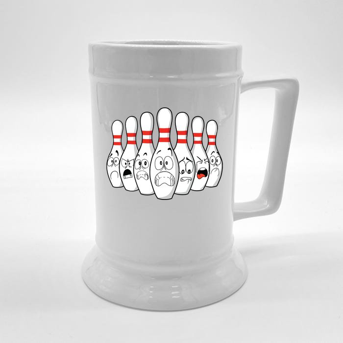 Cartoon Bowling Funny Scared Bowling Pins Front & Back Beer Stein