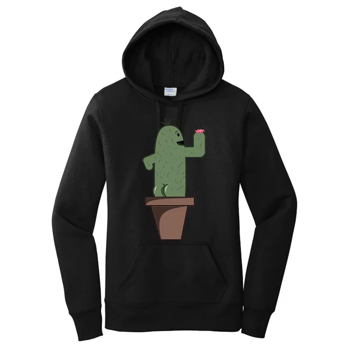 Cute Butt Funny Cartoon Cactus Design Garderner Garden Women's Pullover Hoodie