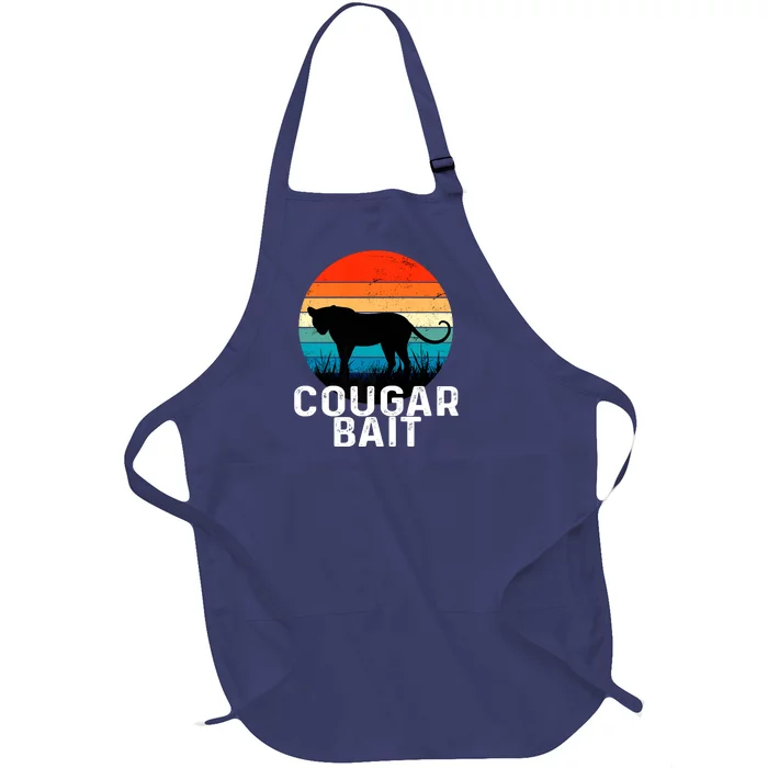 Cougar Bait Funny Dating Humor Sugar Momma Retro Animal Full-Length Apron With Pocket