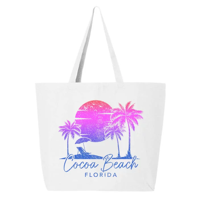 Cocoa Beach Florida Fl Surf Vintage Sunset Surfer Retro 25L Jumbo Tote