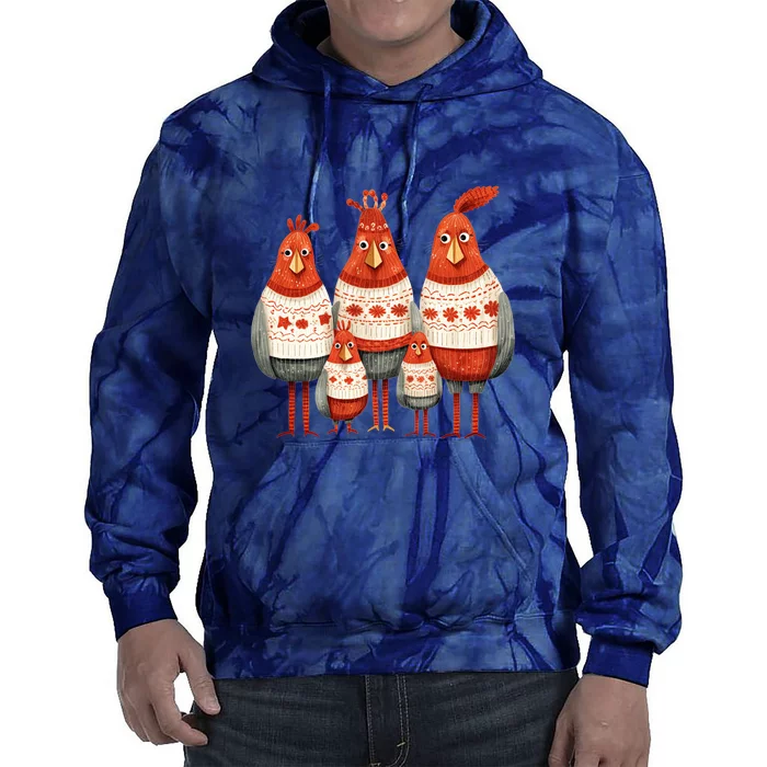 Christmas Bird Family Matching Outfit Tie Dye Hoodie