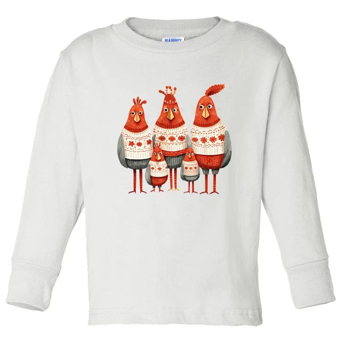 Christmas Bird Family Matching Outfit Toddler Long Sleeve Shirt