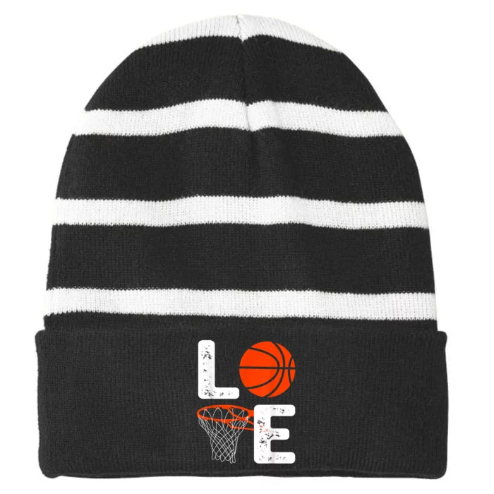 Cool Basketball For Men Women Love Coach Player Team Sports Striped Beanie with Solid Band