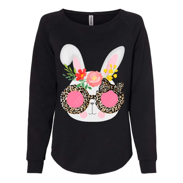 Cute Bunny Face Leopard Glasses Easter For Women Teen Womens California Wash Sweatshirt