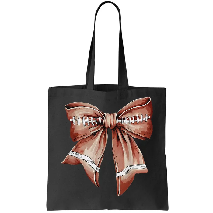 Coquette Bow Funny Football Lover Game Day Football Mom Mama Gift Tote Bag