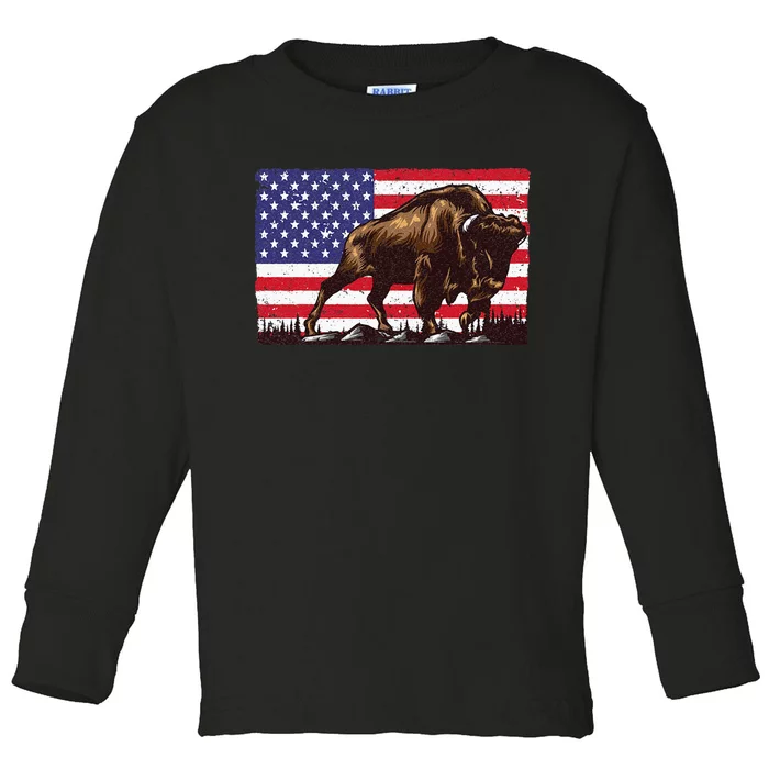 Cute Bison For Men Women Kids Buffalo Bison Lovers Toddler Long Sleeve Shirt