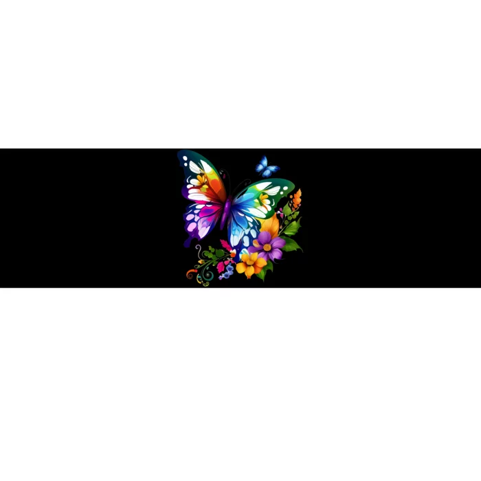 Colorful Butterfly Floral Bumper Sticker