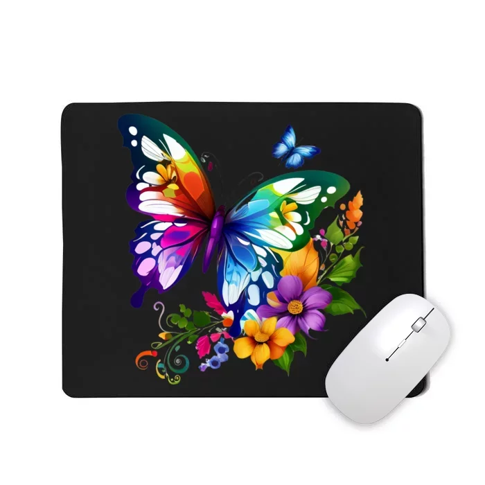 Colorful Butterfly Floral Mousepad