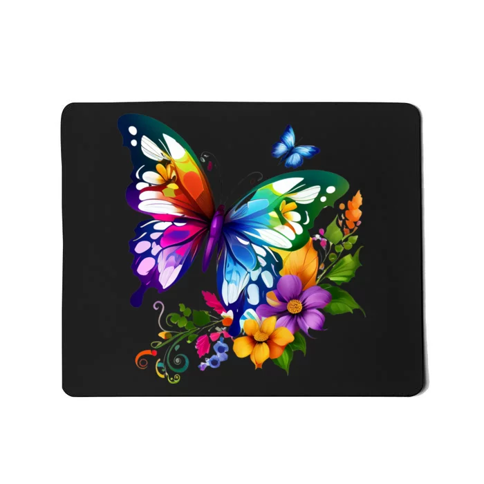 Colorful Butterfly Floral Mousepad