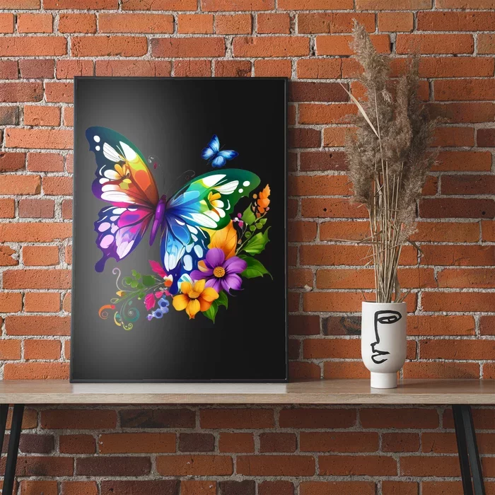 Colorful Butterfly Floral Poster