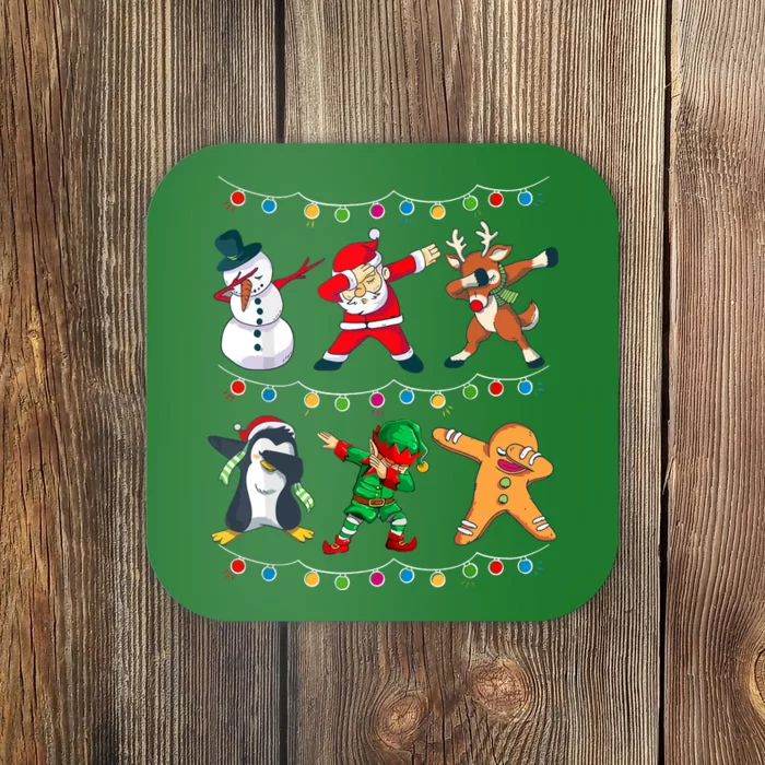 Christmas Boy Funny Dabbing Santa Elf Deer Friends Xmas Gift Coaster