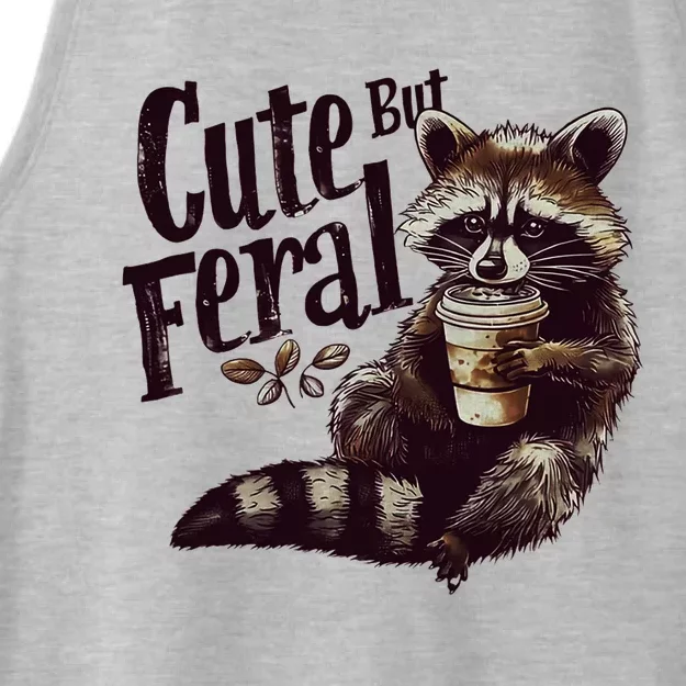 Cute But Feral Vintage Raccoon Coffee Lover Ladies Tri-Blend Wicking Tank