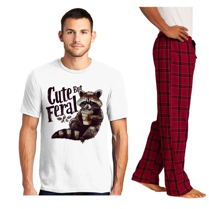 Cute But Feral Vintage Raccoon Coffee Lover Pajama Set