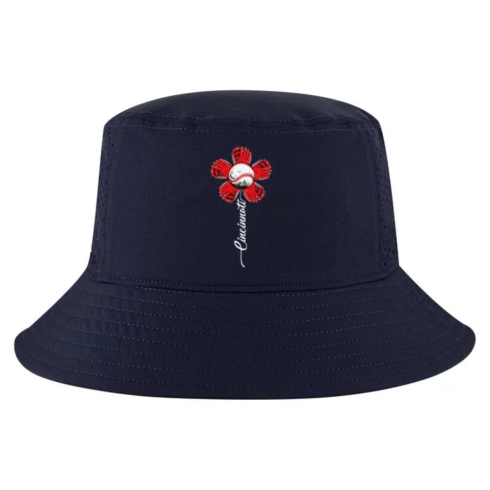 Cincinnati Baseball Flower I Love Cincinnati Baseball Spirit Cool Comfort Performance Bucket Hat