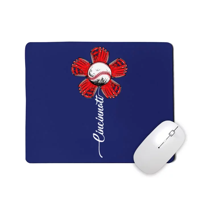 Cincinnati Baseball Flower I Love Cincinnati Baseball Spirit Mousepad