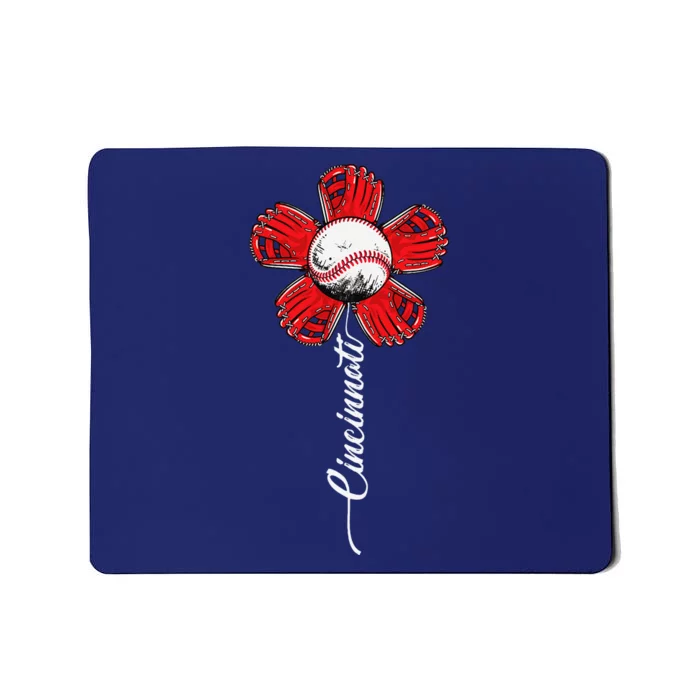 Cincinnati Baseball Flower I Love Cincinnati Baseball Spirit Mousepad