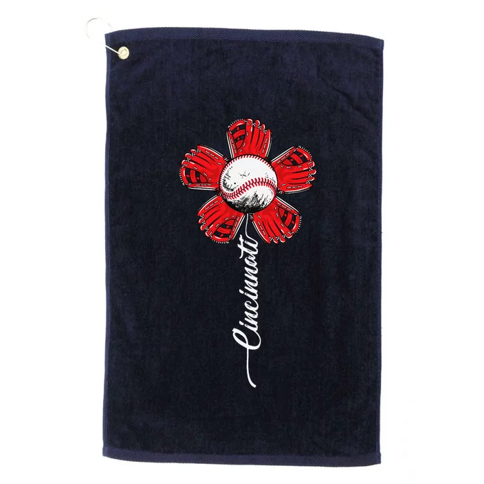 Cincinnati Baseball Flower I Love Cincinnati Baseball Spirit Platinum Collection Golf Towel