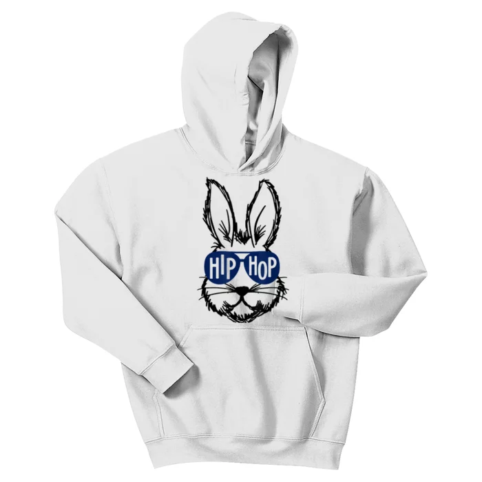 Cute Bunny Face With Sunglasses Hip Hop For Easter Day Kids Hoodie