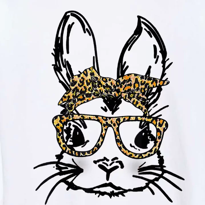 Cute Bunny Face Shirt Leopard Print Glasses EASTER Wo Boy Garment-Dyed Sweatshirt