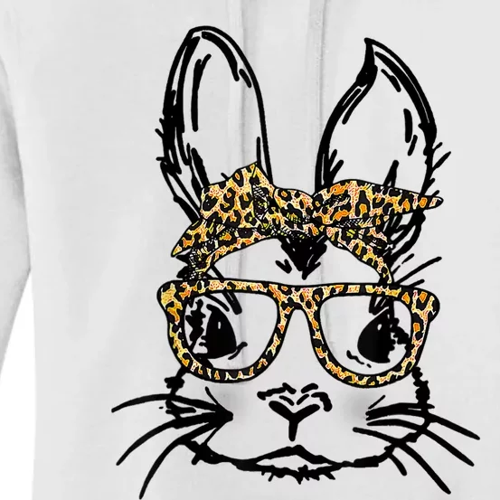 Cute Bunny Face Shirt Leopard Print Glasses EASTER Wo Boy Women's Pullover Hoodie