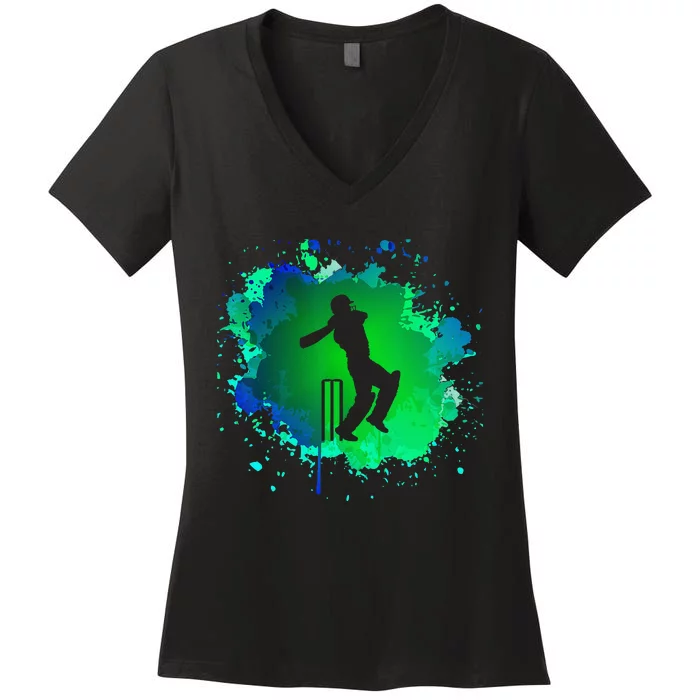 Cricket Batsman For Cricketer Cricket Women's V-Neck T-Shirt