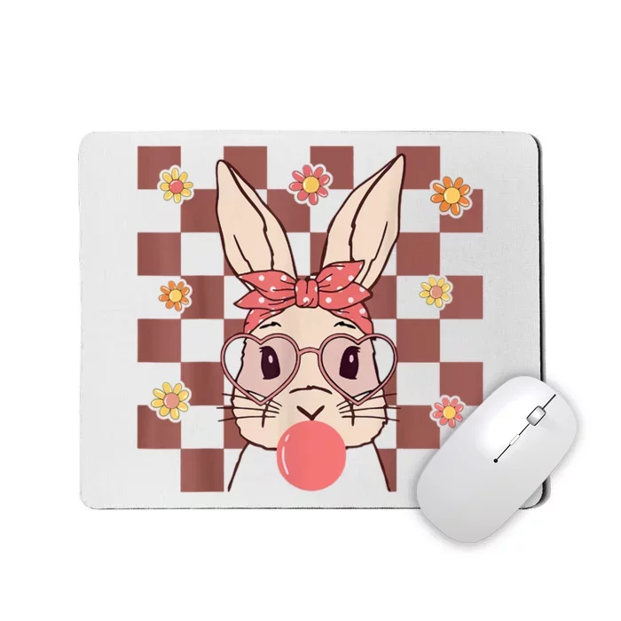 Cute Bunny Face Retro Groovy Easter Day Glasses Headband Mousepad