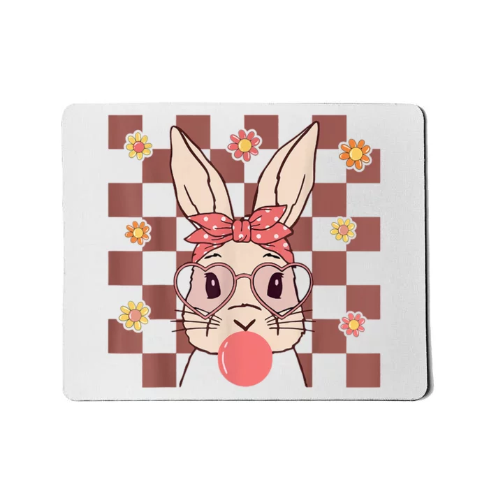 Cute Bunny Face Retro Groovy Easter Day Glasses Headband Mousepad