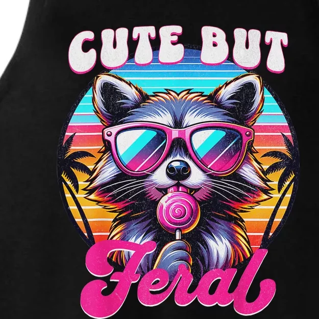 Cute But Feral Funny Trash Panda Quirk Ladies Tri-Blend Wicking Tank