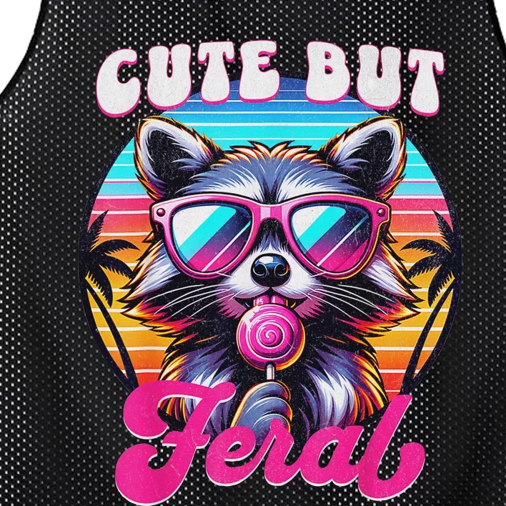 Cute But Feral Funny Trash Panda Quirk Mesh Reversible Basketball Jersey Tank