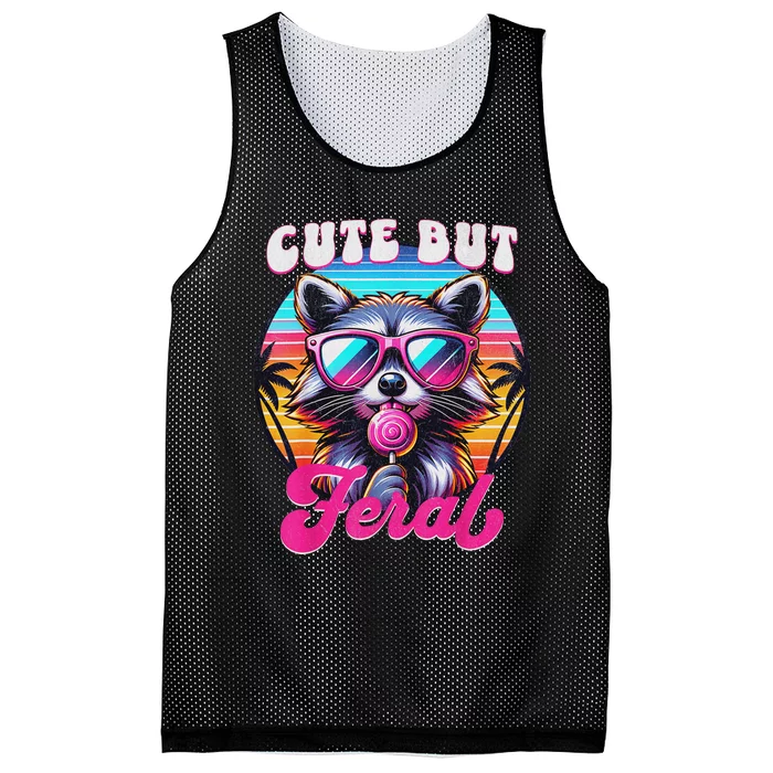 Cute But Feral Funny Trash Panda Quirk Mesh Reversible Basketball Jersey Tank