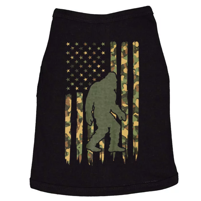 Camo Big Foot Sasquatch Vintage Bigfoot American Flag Doggie Tank