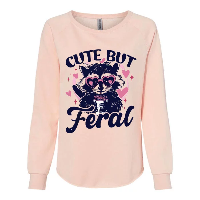 Cute But Feral Raccoon Outfits For Women Funny Raccoon Womens California Wash Sweatshirt