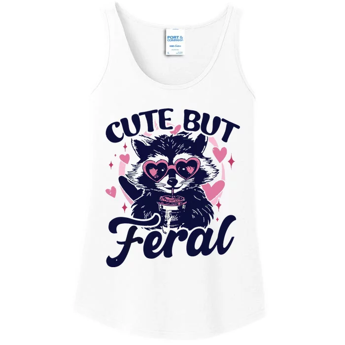 Cute But Feral Raccoon Outfits For Women Funny Raccoon Ladies Essential Tank