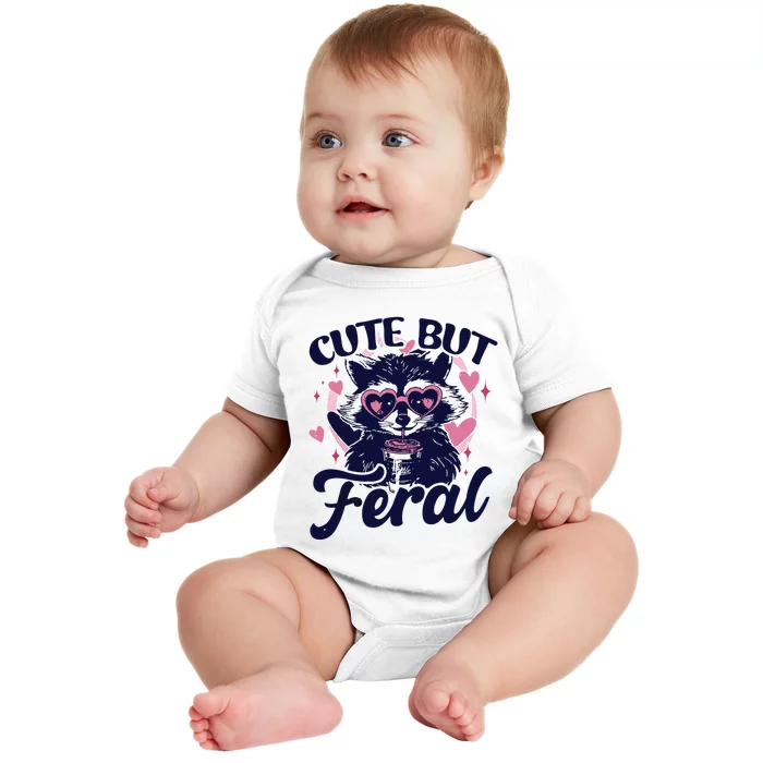 Cute But Feral Raccoon Outfits For Women Funny Raccoon Baby Bodysuit