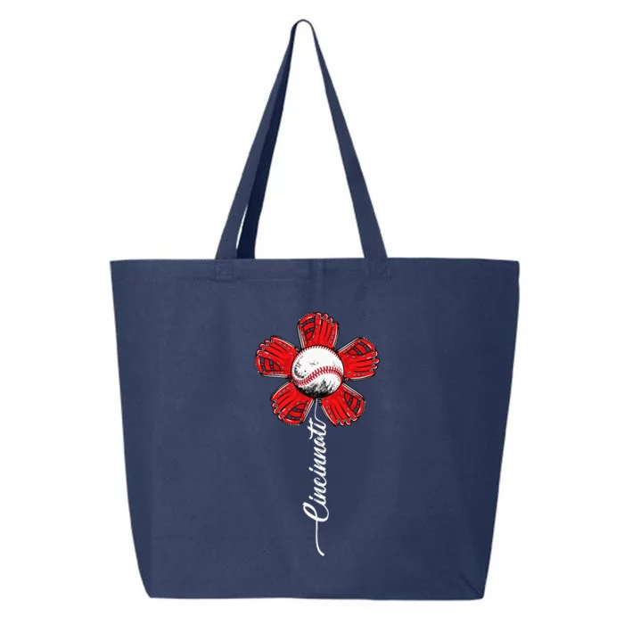 Cincinnati Baseball Flower Vintage Baseball Fans 25L Jumbo Tote