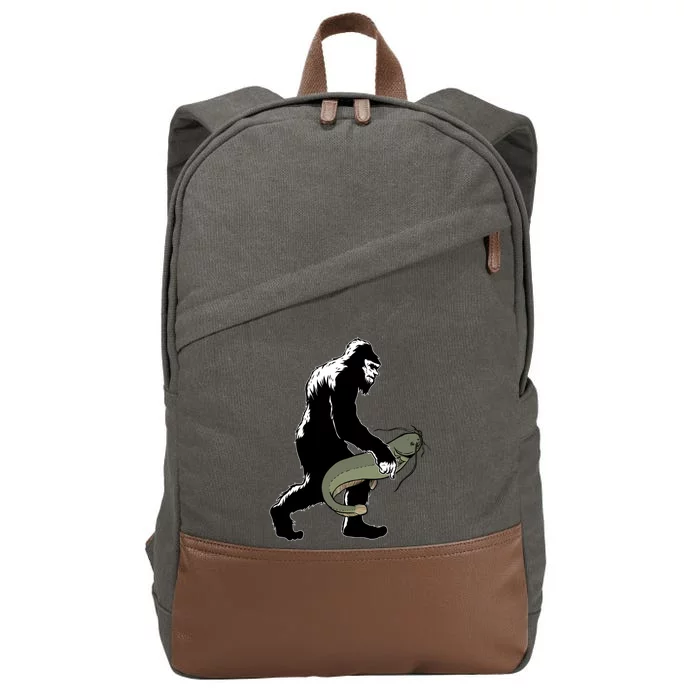 Catfish Bigfoot Fisher Fishing Fisher Catfishing Meaningful Gift Cotton Canvas Backpack