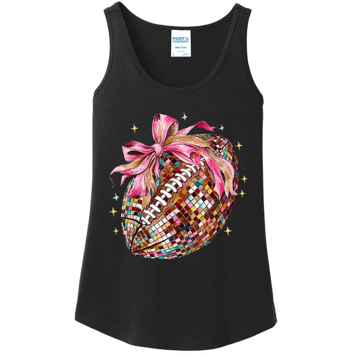 Coquette Bow Football Disco Football Bow Coquette Ladies Essential Tank