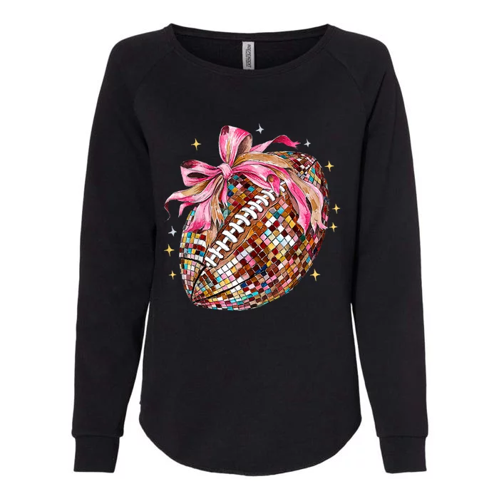 Coquette Bow Football Disco Football Bow Coquette Womens California Wash Sweatshirt