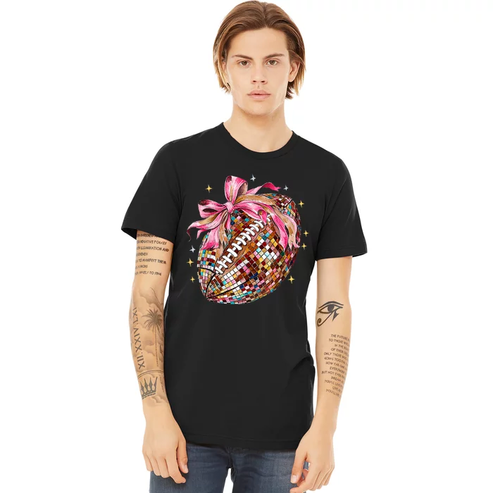 Coquette Bow Football Disco Football Bow Coquette Premium T-Shirt