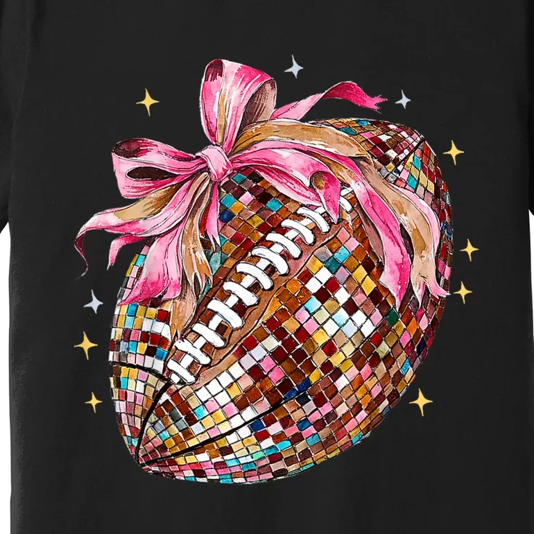 Coquette Bow Football Disco Football Bow Coquette Premium T-Shirt