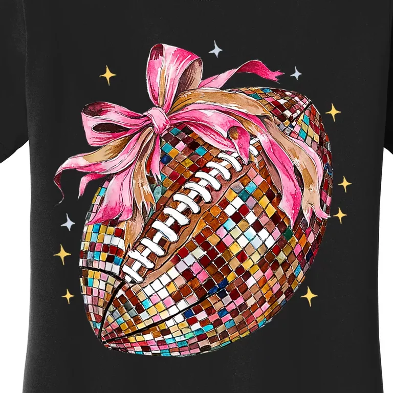 Coquette Bow Football Disco Football Bow Coquette Women's T-Shirt