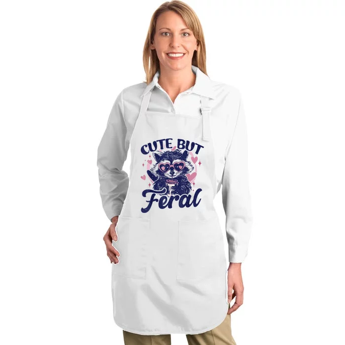 Cute But Feral Raccoon Outfits For Women Funny Raccoon Full-Length Apron With Pocket