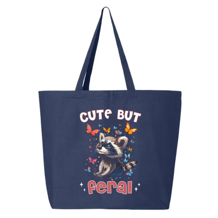 Cute But Feral Funny Raccoon Blue Butterfly Summer Gift 25L Jumbo Tote