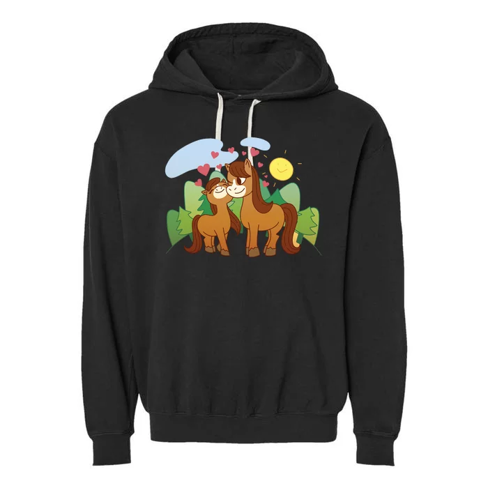 Cute Best Friend Horses Garment-Dyed Fleece Hoodie