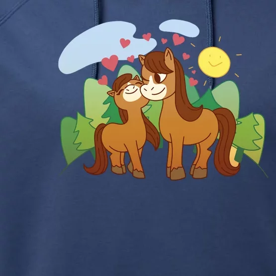 Cute Best Friend Horses Performance Fleece Hoodie