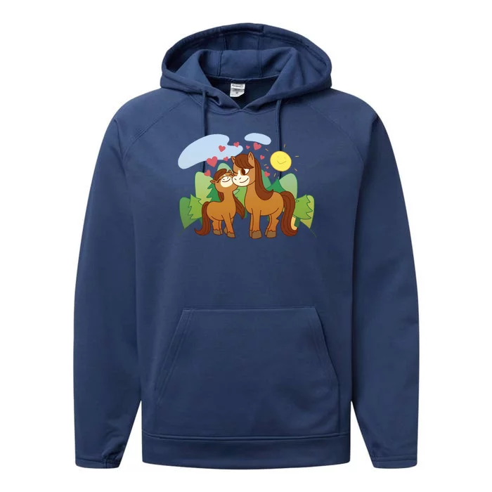 Cute Best Friend Horses Performance Fleece Hoodie